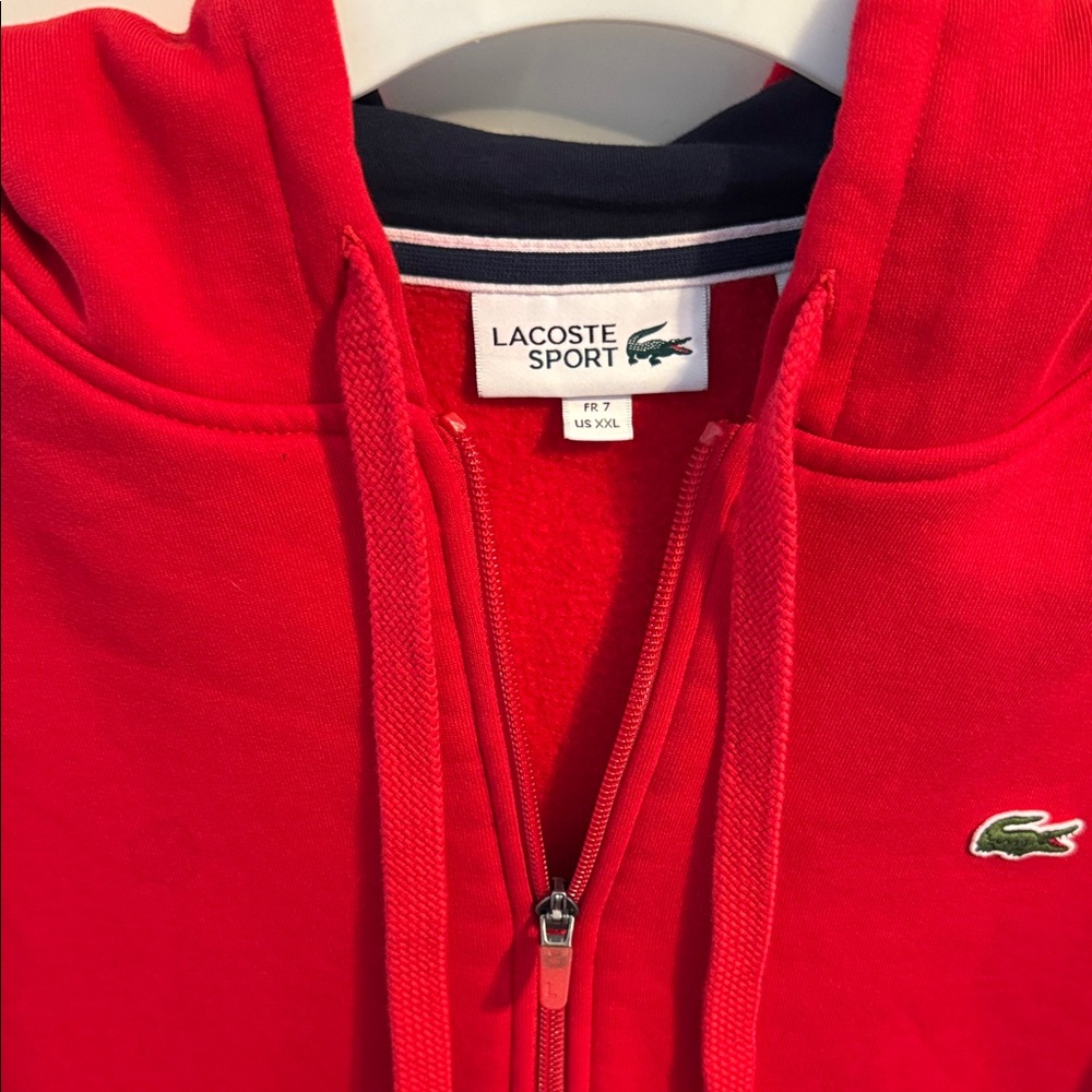 Women’s Lacoste Vibrant Red Zip-Up Hoodie - Picture 2 of 5